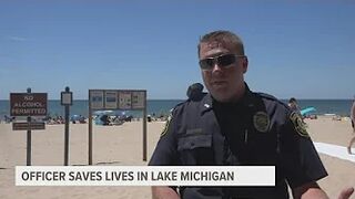 Off-duty officer jumps in to save lives at Grand Haven beach