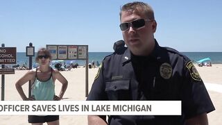 Off-duty officer jumps in to save lives at Grand Haven beach