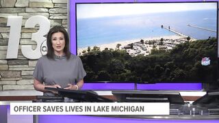 Off-duty officer jumps in to save lives at Grand Haven beach