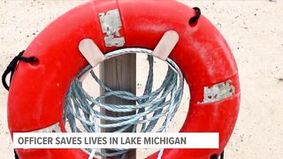 Off-duty officer jumps in to save lives at Grand Haven beach