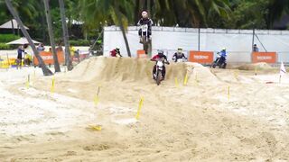 Racing "Illegal" Dirt Bikes on the Singapore Beach!