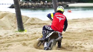 Racing "Illegal" Dirt Bikes on the Singapore Beach!