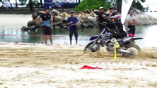 Racing "Illegal" Dirt Bikes on the Singapore Beach!