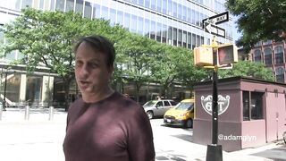 Tony Hawk talks about best celebrity skateboarders, Bam Margera, The Simpsons and more in NYC!