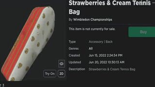 FREE ACCESSORIES! HOW TO GET Strawberries & Cream Hat/Tennis Bag! (Roblox WimbleWorld Event)