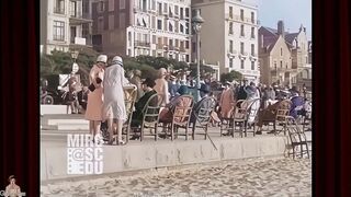 A Day at the Beach 1926 - Biarritz France 1920s | AI Enhanced 4K 60fps