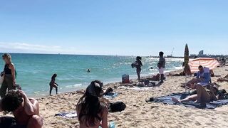 IBIZA Beach Summer - Beautiful Barcelona Stunning Seaside Beach Capital Of Catalonia Walking 4K