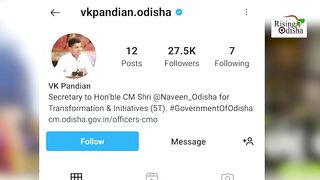 5T Secretary VK Pandian Joins Instagram, Gets Thousands of Followers | 5T Sachiba | Odisha Govt