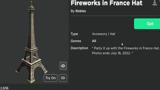 FREE ACCESSORY! HOW TO GET Fireworks in France Hat! (ROBLOX)