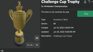 FREE ACCESSORY! HOW TO GET Challenge Cup Trophy! (Roblox WimbleWorld Event)