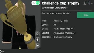 FREE ACCESSORY! HOW TO GET Challenge Cup Trophy! (Roblox WimbleWorld Event)