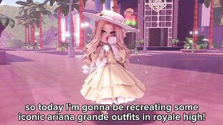 RECREATING ARIANA GRANDE’S ICONIC OUTFITS IN ROYALE HIGH! ROBLOX ROYALE HIGH OUTFIT CHALLENGE