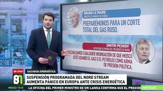 Suspensión programada del Nord Stream aumenta el pánico en Europa ante la crisis energética