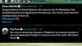 Famous Celebrities & Athletes React to Novak Djokovic Winning 21st Grand Slam , Wimbledon 2022