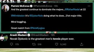 Famous Celebrities & Athletes React to Novak Djokovic Winning 21st Grand Slam , Wimbledon 2022