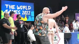 Egyptian sumo wrestling coach storms ring at The World Games in Birmingham