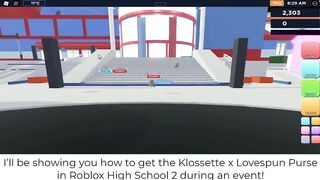 [EVENT] How to get the KLOSSETTE X LOVESPUN PURSE in ROBLOX HIGH SCHOOL 2 | Roblox