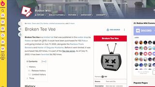 Roblox Broken Tee Vee Went Limited