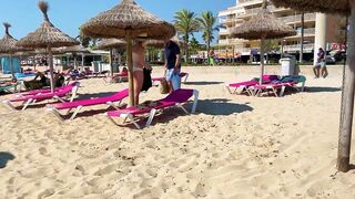 IBIZA Beach Summer - MALLORCA SPAIN S'Arenal Beach Listen The Music And Walking 4K