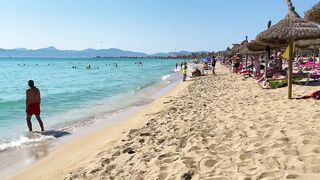 IBIZA Beach Summer - MALLORCA SPAIN S'Arenal Beach Listen The Music And Walking 4K