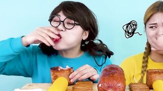 Kielbasa Sausage Challenge & Spam, Vienna Sausage Skewers, Giant Sausage Mukbang by HIU 하이유