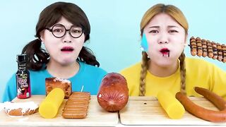 Kielbasa Sausage Challenge & Spam, Vienna Sausage Skewers, Giant Sausage Mukbang by HIU 하이유