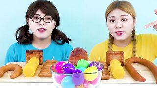 Kielbasa Sausage Challenge & Spam, Vienna Sausage Skewers, Giant Sausage Mukbang by HIU 하이유