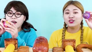 Kielbasa Sausage Challenge & Spam, Vienna Sausage Skewers, Giant Sausage Mukbang by HIU 하이유