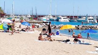 Barcelona beach walk, beach Somorrostro????walking Spain best beaches