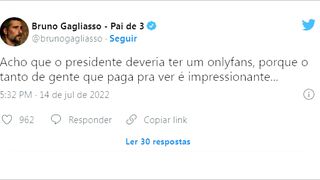 BRUNO GAGLIASSO DIZ QUE BOLSONARO DEVERIA CRIAR UM ONLY FANS - DNI