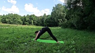 First workout in the park! #yoga #stretching