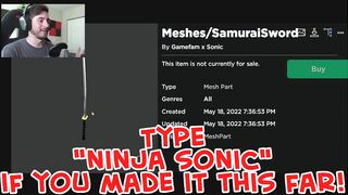 ROBLOX *NEW* NINJA SONIC OR SAMURAI SONIC LEAK (SONIC SPEED SIMULATOR)