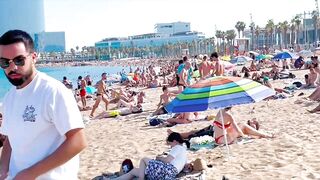 Barcelona beach walk, beach Sant Sebastia????walking Spain best beaches