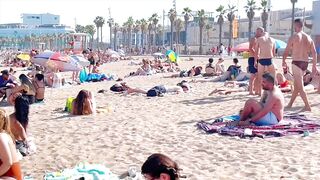 Barcelona beach walk, beach Sant Sebastia????walking Spain best beaches