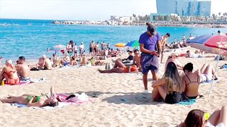 Barcelona beach walk, beach Sant Sebastia????walking Spain best beaches