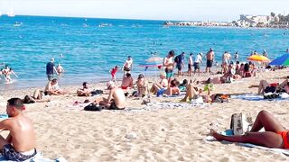 Barcelona beach walk, beach Sant Sebastia????walking Spain best beaches