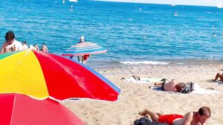 Barcelona beach walk, beach Sant Sebastia????walking Spain best beaches