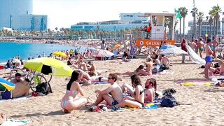 Barcelona beach walk, beach Sant Sebastia????walking Spain best beaches