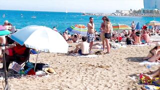 Barcelona beach walk, beach Sant Sebastia????walking Spain best beaches