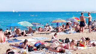 Barcelona beach walk, beach Sant Sebastia????walking Spain best beaches