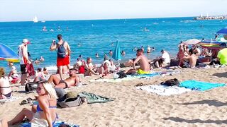 Barcelona beach walk, beach Sant Sebastia????walking Spain best beaches