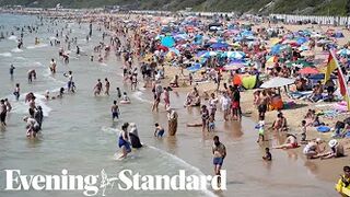 Bournemouth beach sizzles on UK's hottest day