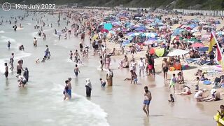 Bournemouth beach sizzles on UK's hottest day