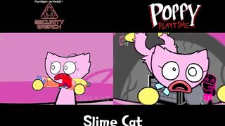 [Animation] BLACK VS PINK Food Challenge Comparison | Bunzo,Freddy vs Kissy Missy Mukbang| SLIME CAT