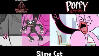 [Animation] BLACK VS PINK Food Challenge Comparison | Bunzo,Freddy vs Kissy Missy Mukbang| SLIME CAT