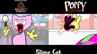 [Animation] BLACK VS PINK Food Challenge Comparison | Bunzo,Freddy vs Kissy Missy Mukbang| SLIME CAT