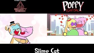 [Animation] BLACK VS PINK Food Challenge Comparison | Bunzo,Freddy vs Kissy Missy Mukbang| SLIME CAT