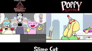 [Animation] BLACK VS PINK Food Challenge Comparison | Bunzo,Freddy vs Kissy Missy Mukbang| SLIME CAT