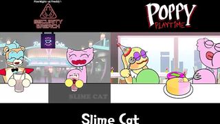 [Animation] BLACK VS PINK Food Challenge Comparison | Bunzo,Freddy vs Kissy Missy Mukbang| SLIME CAT