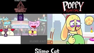 [Animation] BLACK VS PINK Food Challenge Comparison | Bunzo,Freddy vs Kissy Missy Mukbang| SLIME CAT